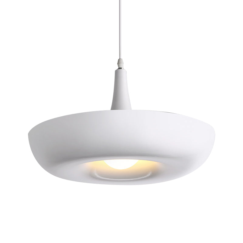 Trumpet Aluminum Hanging Lamp Nordic 1 Bulb White/Black Pendant Ceiling Light with Curled Edge Clearhalo 'Ceiling Lights' 'Modern Pendants' 'Modern' 'Pendant Lights' 'Pendants' Lighting' 1456262