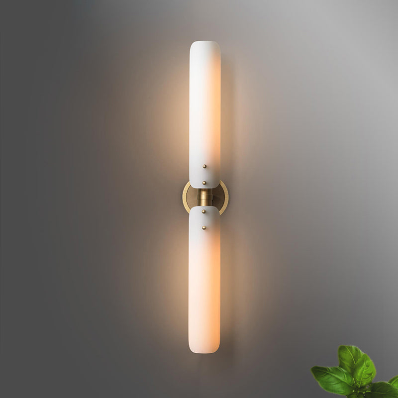 Linear Bathroom Vanity Sconce Light Colonial Frosted White Glass 2 Bulbs Gold Wall Lamp Fixture Clearhalo 'Vanity Lights' 'Wall Lights' Lighting' 1456270