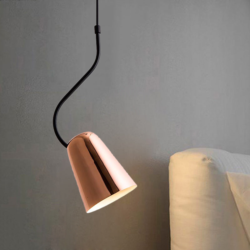 Copper Tapered Ceiling Light Minimalism 1 Head Iron Hanging Pendant with Curving Top Copper Clearhalo 'Ceiling Lights' 'Modern Pendants' 'Modern' 'Pendant Lights' 'Pendants' Lighting' 1456430