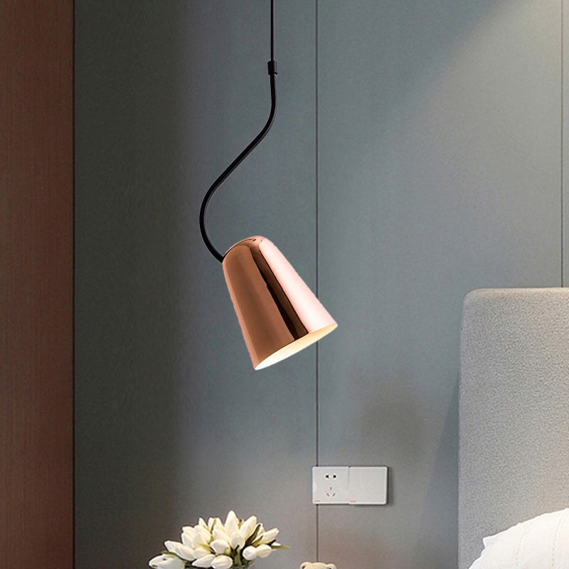 Copper Tapered Ceiling Light Minimalism 1 Head Iron Hanging Pendant with Curving Top Clearhalo 'Ceiling Lights' 'Modern Pendants' 'Modern' 'Pendant Lights' 'Pendants' Lighting' 1456432