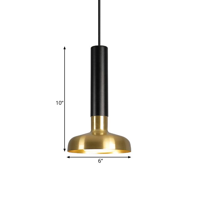 Mid Century Torch Metal Pendant Lighting LED Ceiling Suspension Lamp in Black-Gold over Kitchen Dinette Clearhalo 'Ceiling Lights' 'Modern Pendants' 'Modern' 'Pendant Lights' 'Pendants' Lighting' 1456444