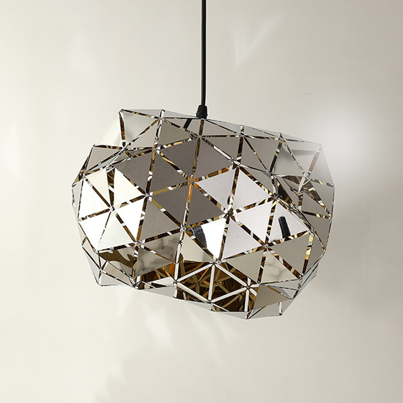 Stainless Steel Laser Cut Panel Pendant Modern Novelty 1-Light Silver Hanging Light Fixture, 10