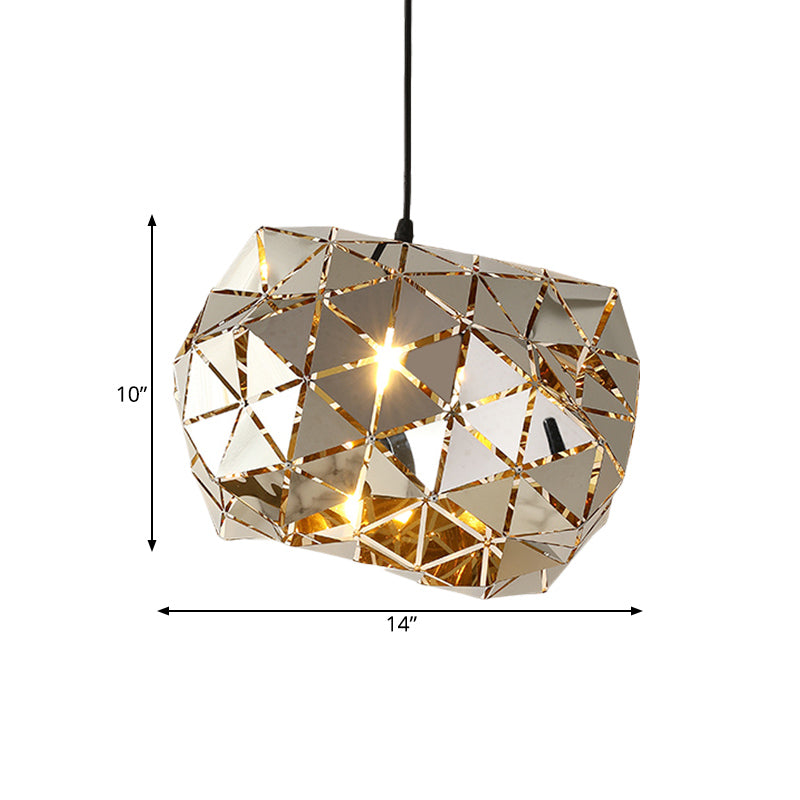 Stainless Steel Laser Cut Panel Pendant Modern Novelty 1-Light Silver Hanging Light Fixture, 10