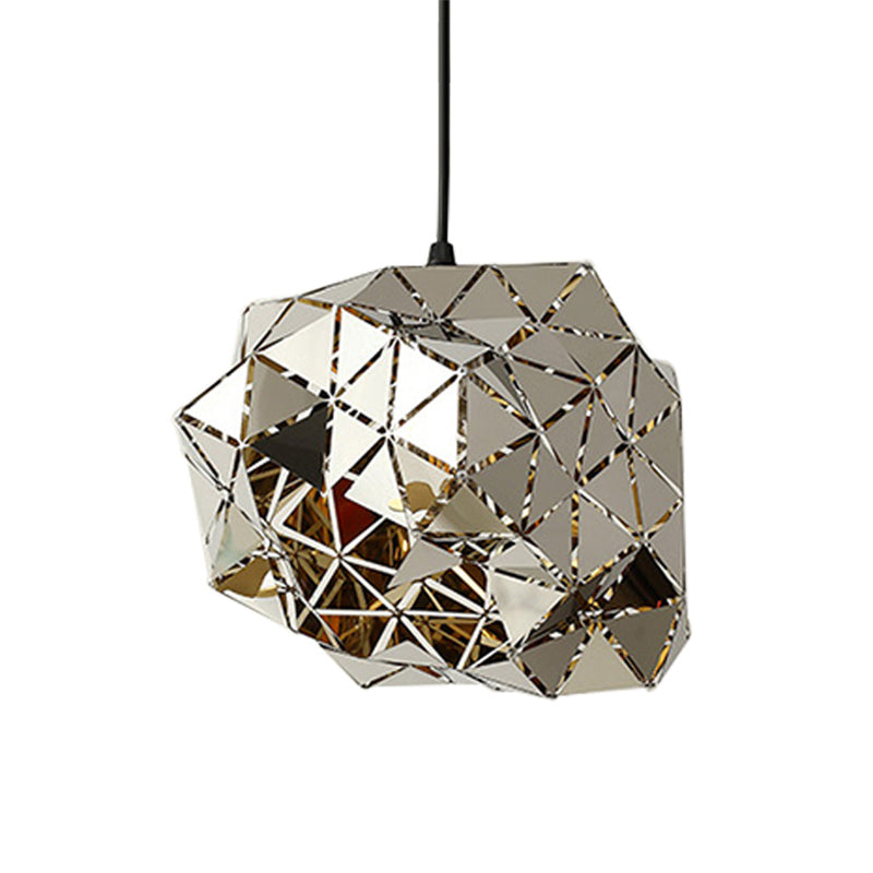 Stainless Steel Laser Cut Panel Pendant Modern Novelty 1-Light Silver Hanging Light Fixture, 10