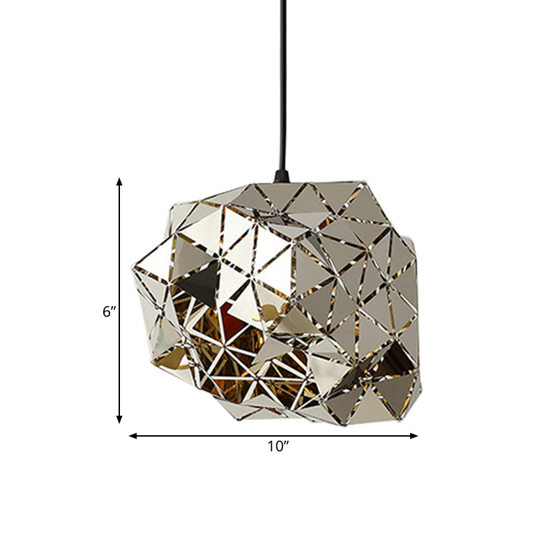 Stainless Steel Laser Cut Panel Pendant Modern Novelty 1-Light Silver Hanging Light Fixture, 10