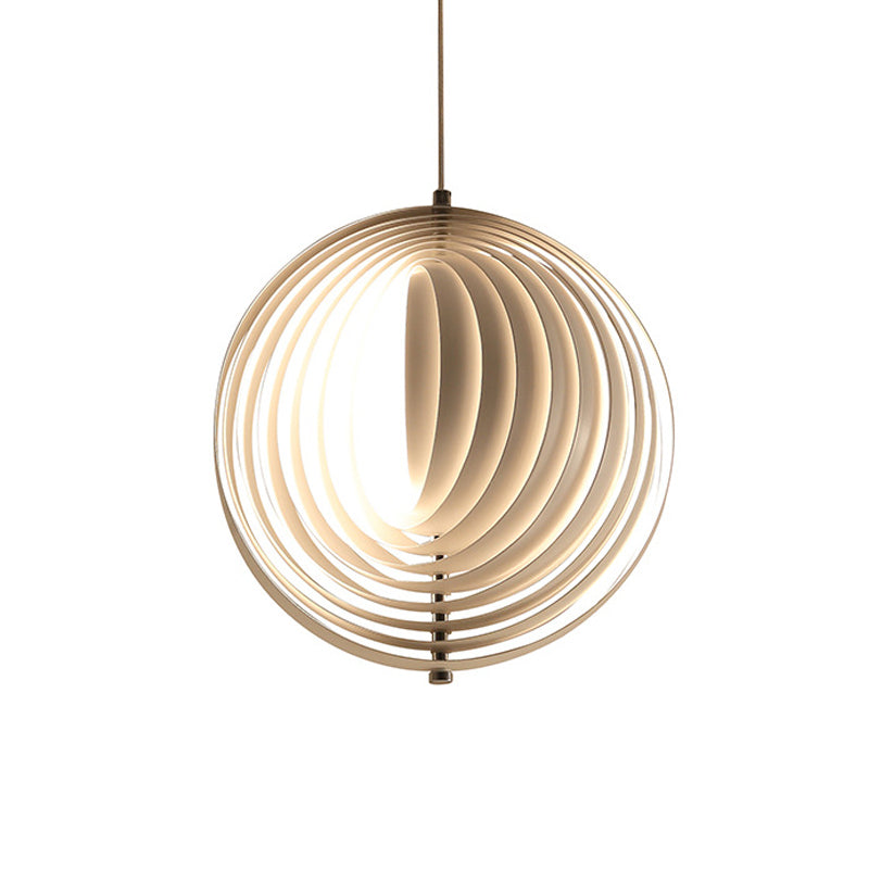 Simulated Eclipse Rotatable Ball Pendant Nordic Novelty Aluminum Single Lounge Hanging Light Fixture in White Clearhalo 'Ceiling Lights' 'Modern Pendants' 'Modern' 'Pendant Lights' 'Pendants' Lighting' 1456473