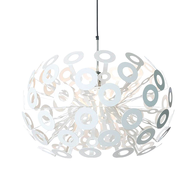 Modern Stylish Burst Aluminum Pendant 1 Bulb Hanging Ceiling Light in White with Peacock Feather Element, 18