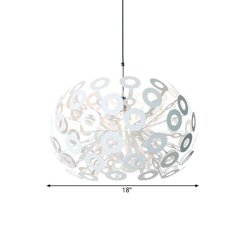 Modern Stylish Burst Aluminum Pendant 1 Bulb Hanging Ceiling Light in White with Peacock Feather Element, 18