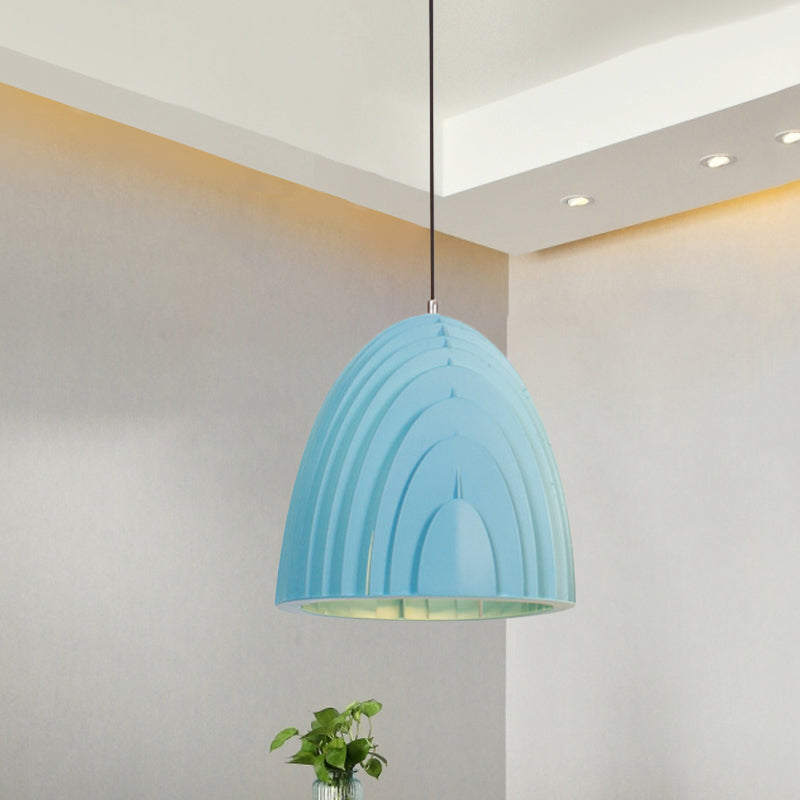 Wood Grain Designed Dome Suspension Lamp Simple Creative Single White/Yellow/Blue Pendant Light Kit Blue Clearhalo 'Ceiling Lights' 'Modern Pendants' 'Modern' 'Pendant Lights' 'Pendants' Lighting' 1456648