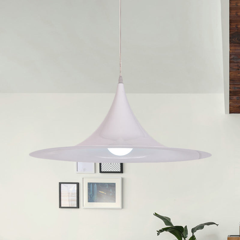 White Trumpet Pendant Light Minimalism 1 Bulb Aluminum Hanging Ceiling Light for Dining Room Clearhalo 'Ceiling Lights' 'Modern Pendants' 'Modern' 'Pendant Lights' 'Pendants' Lighting' 1456681