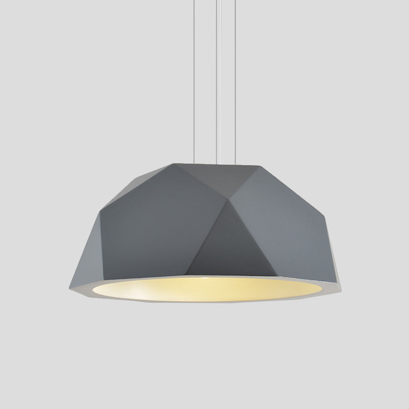 Faceted Hemispherical Hanging Lamp Simple Resin Single Guest Room Pendant Light Kit in Black/Grey Clearhalo 'Ceiling Lights' 'Modern Pendants' 'Modern' 'Pendant Lights' 'Pendants' Lighting' 1456703