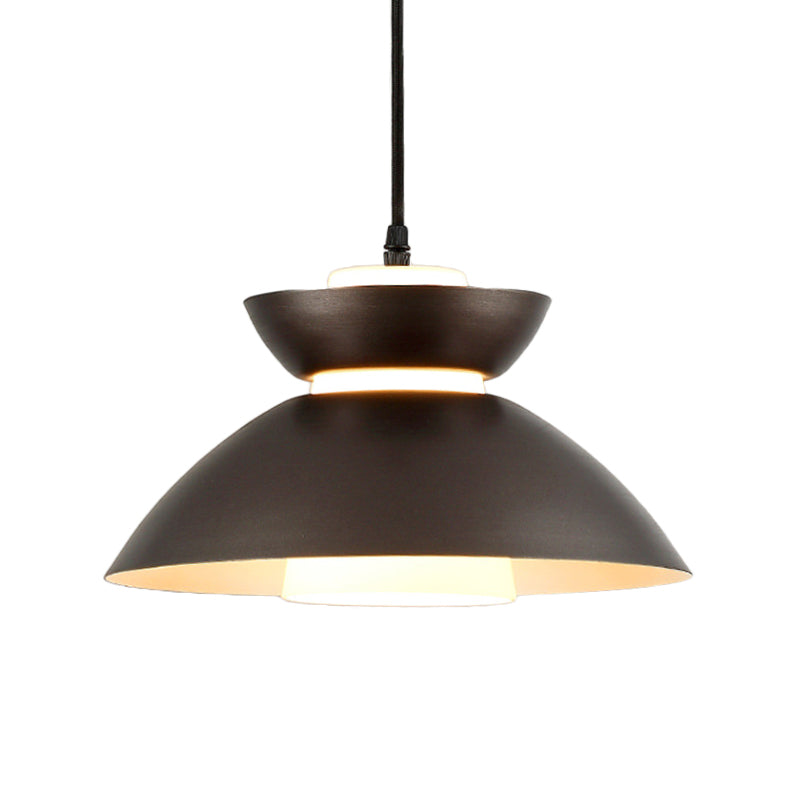 Iron Flare Pendant Lighting Simple 1 Bulb Black/Coffee Suspension Lamp with Interior Matte Glass Shade Clearhalo 'Ceiling Lights' 'Modern Pendants' 'Modern' 'Pendant Lights' 'Pendants' Lighting' 1456716