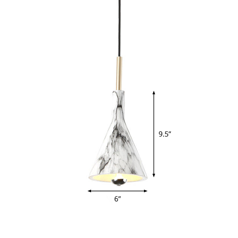 Resin Cone Shade Hanging Light Simplicity 1-Light Black and White Pendant Lighting with Marble Surface Design Clearhalo 'Ceiling Lights' 'Modern Pendants' 'Modern' 'Pendant Lights' 'Pendants' Lighting' 1456737