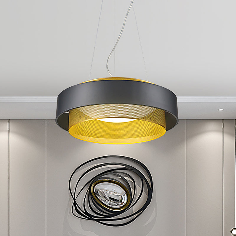 Metal 2 Layers Circle Hanging Light Modern White/Black-Gold 15