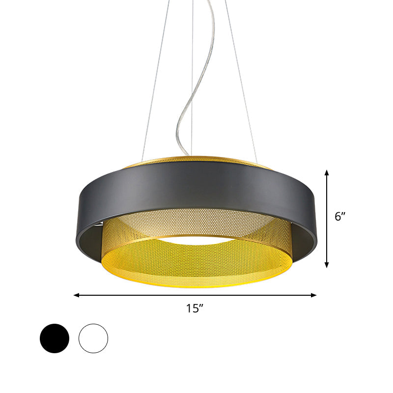 Metal 2 Layers Circle Hanging Light Modern White/Black-Gold 15