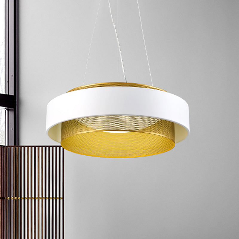 Metal 2 Layers Circle Hanging Light Modern White/Black-Gold 15