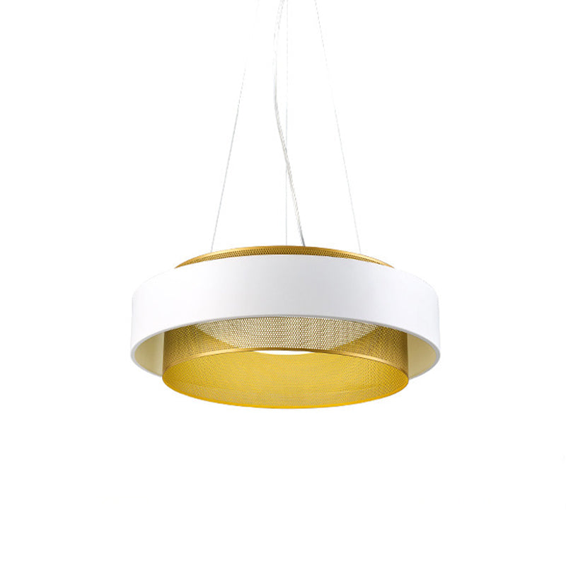 Metal 2 Layers Circle Hanging Light Modern White/Black-Gold 15