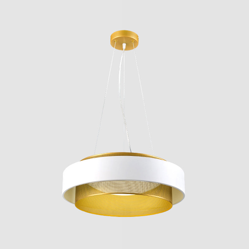 Metal 2 Layers Circle Hanging Light Modern White/Black-Gold 15