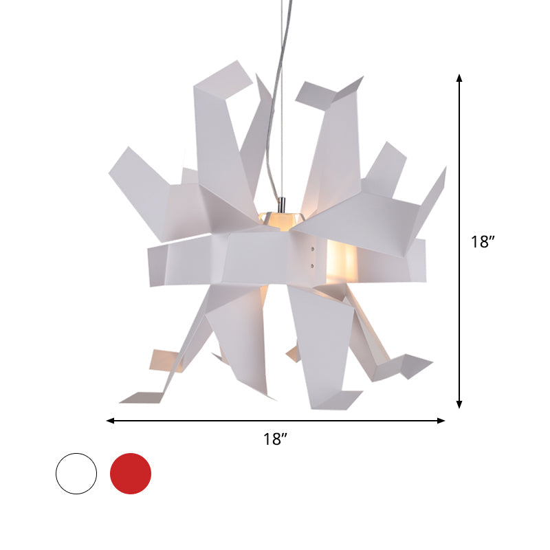 White/Red Origami Bird Pendant Lamp Art Decor 1 Light Iron Suspended Lighting Fixture over Table Clearhalo 'Ceiling Lights' 'Modern Pendants' 'Modern' 'Pendant Lights' 'Pendants' Lighting' 1456828