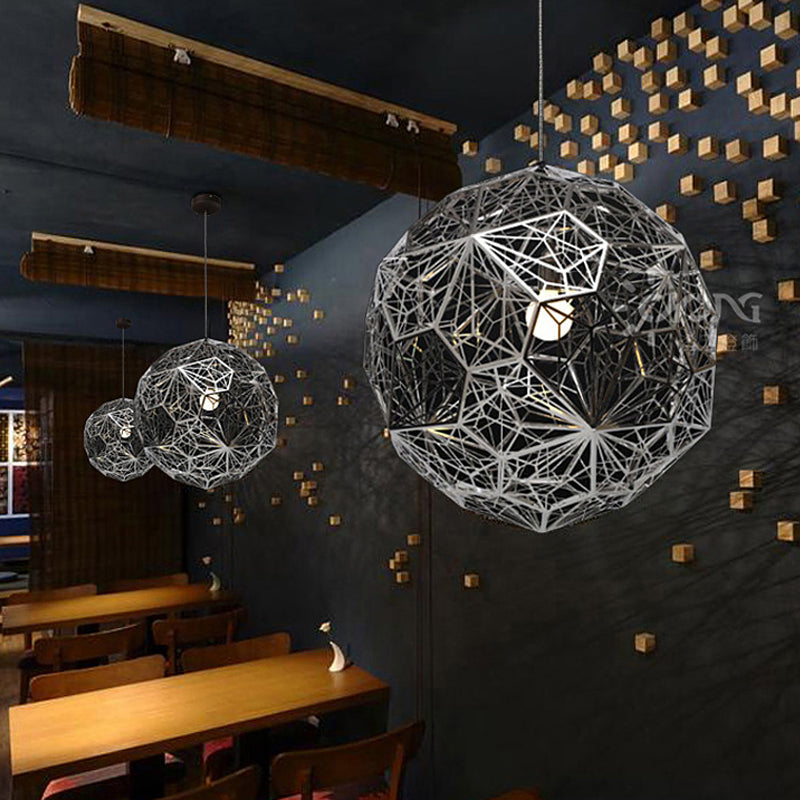 Hollowed Out Wire Sphere Pendant Lighting Modern Stylish Stainless Steel Rose Gold/Chrome Hanging Lamp Kit Clearhalo 'Ceiling Lights' 'Modern Pendants' 'Modern' 'Pendant Lights' 'Pendants' Lighting' 1456859