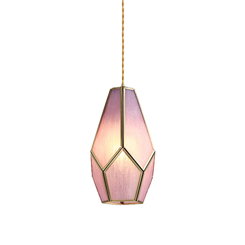 1 Head Suspension Pendant Light Korean Garden Flowerbud/Scalloped/Asteroidea Pink Glass Suspension Lighting Clearhalo 'Ceiling Lights' 'Chandeliers' 'Glass shade' 'Glass' 'Pendant Lights' 'Pendants' Lighting' 1457030