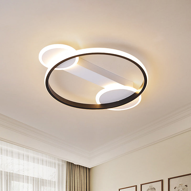 Outer Glow Hoop Silica Gel Ceiling Fixture Simple Black-White 16.5