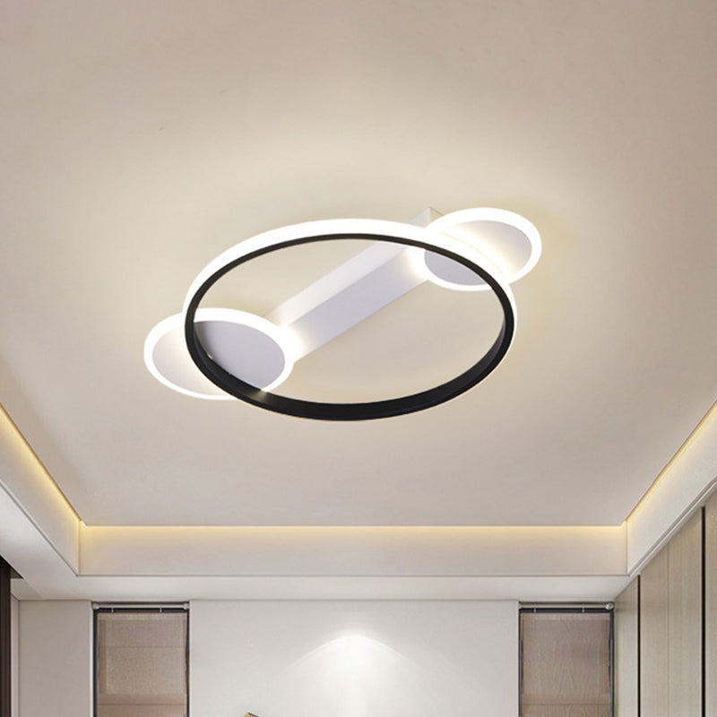 Outer Glow Hoop Silica Gel Ceiling Fixture Simple Black-White 16.5