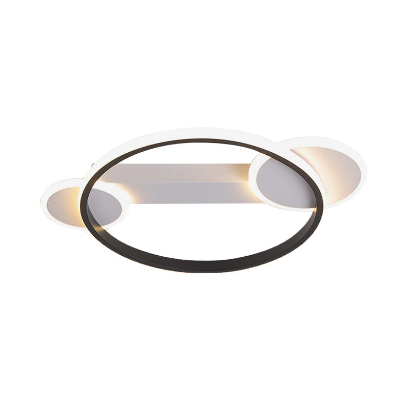 Outer Glow Hoop Silica Gel Ceiling Fixture Simple Black-White 16.5