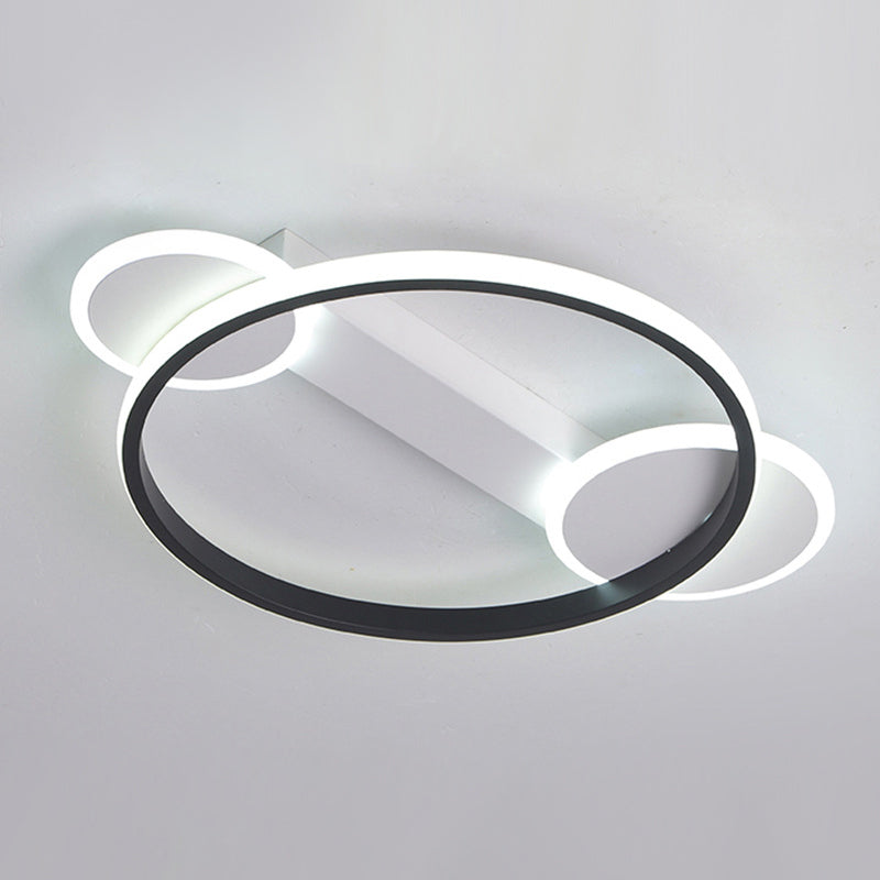 Outer Glow Hoop Silica Gel Ceiling Fixture Simple Black-White 16.5