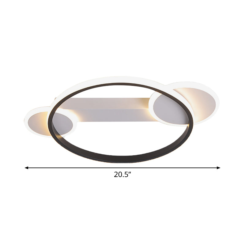 Outer Glow Hoop Silica Gel Ceiling Fixture Simple Black-White 16.5