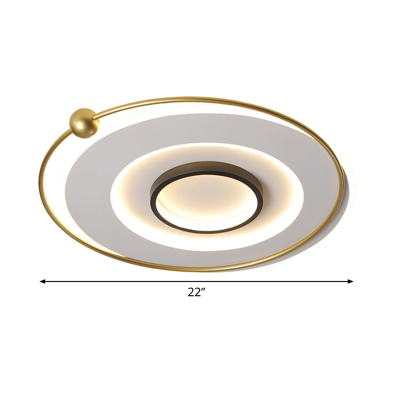 Circular Thin Acrylic Flush Light Ultra-Modern Black and Gold LED Ceiling Lamp in Warm/White Light, 16.5