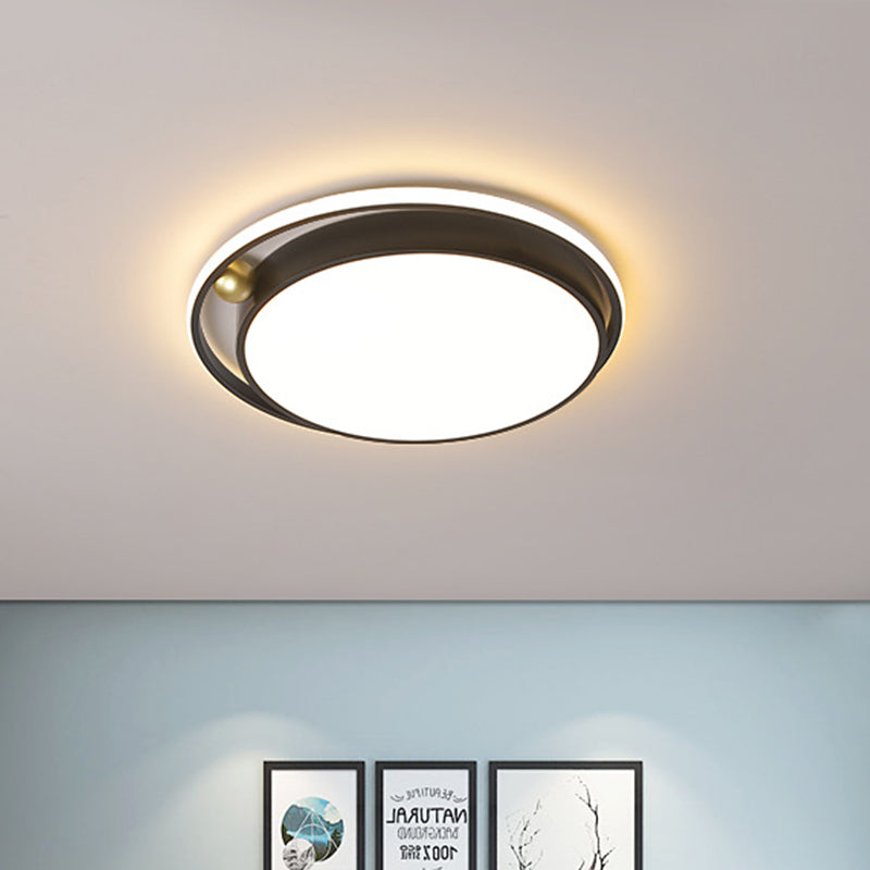 Round Bedroom Ceiling Flush Light Iron 16