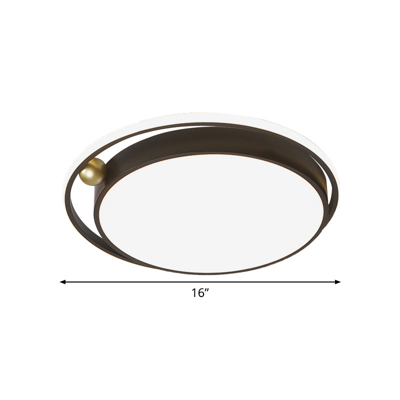 Round Bedroom Ceiling Flush Light Iron 16