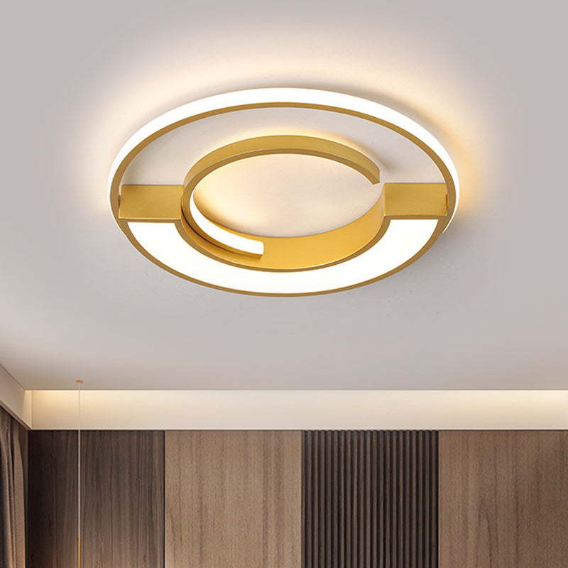 Aluminum Circular Splicing Ceiling Lamp Contemporary Gold Finish 16.5