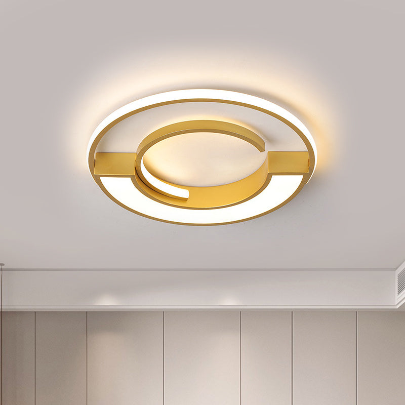 Aluminum Circular Splicing Ceiling Lamp Contemporary Gold Finish 16.5