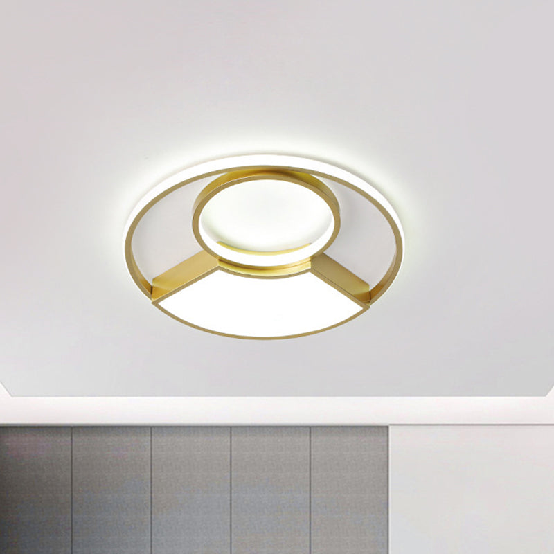 Geometrical Thin Acrylic Flush Light Simple Novelty Gold Finish LED Ceiling Mount Lighting in Warm/White Light, 18