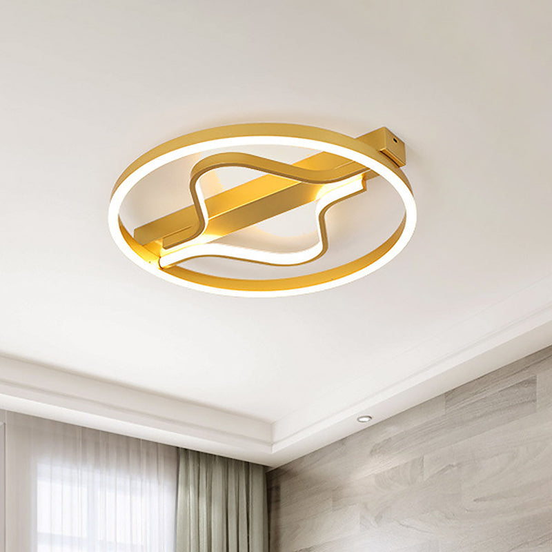 Aluminum Circle Flush Mount Light Modernist Gold 16