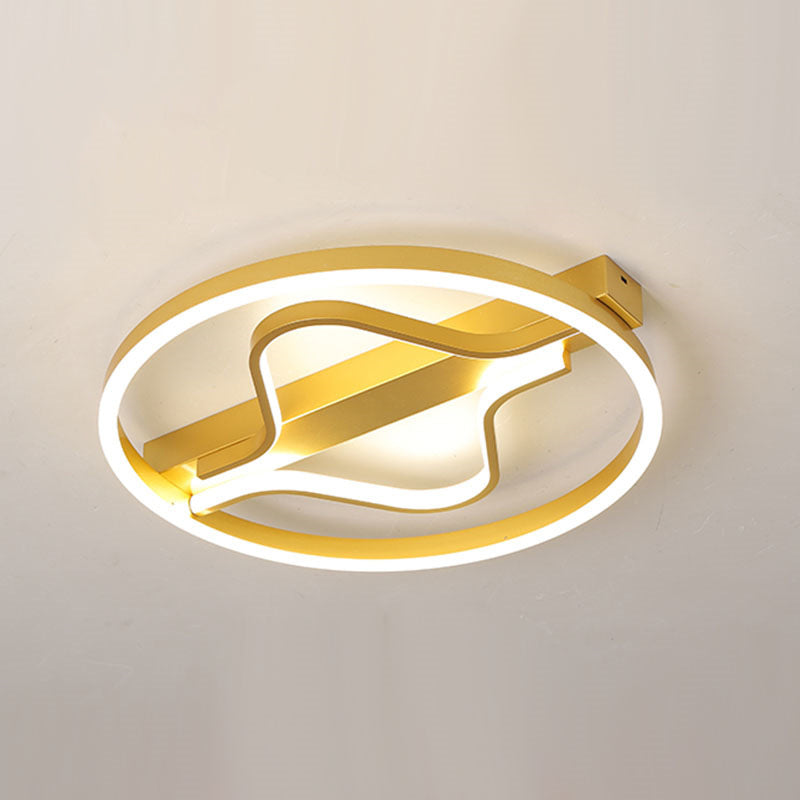 Aluminum Circle Flush Mount Light Modernist Gold 16