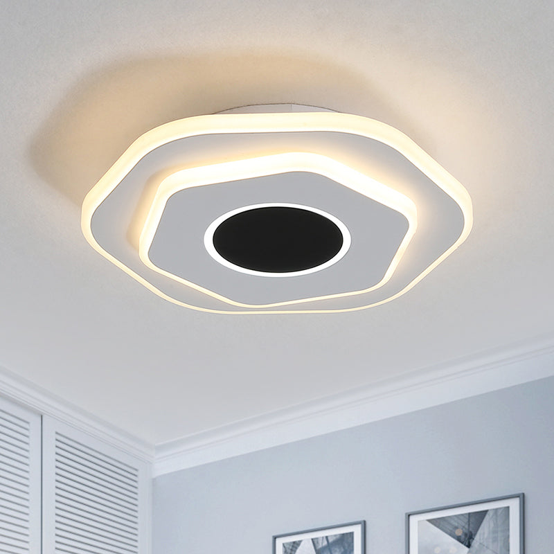 White Layered Hexagon Flush Mount Modern Acrylic LED Flush Mount Ceiling Light Fixture in Warm/White Light Clearhalo 'Ceiling Lights' 'Close To Ceiling Lights' 'Close to ceiling' 'Flush mount' Lighting' 1457481