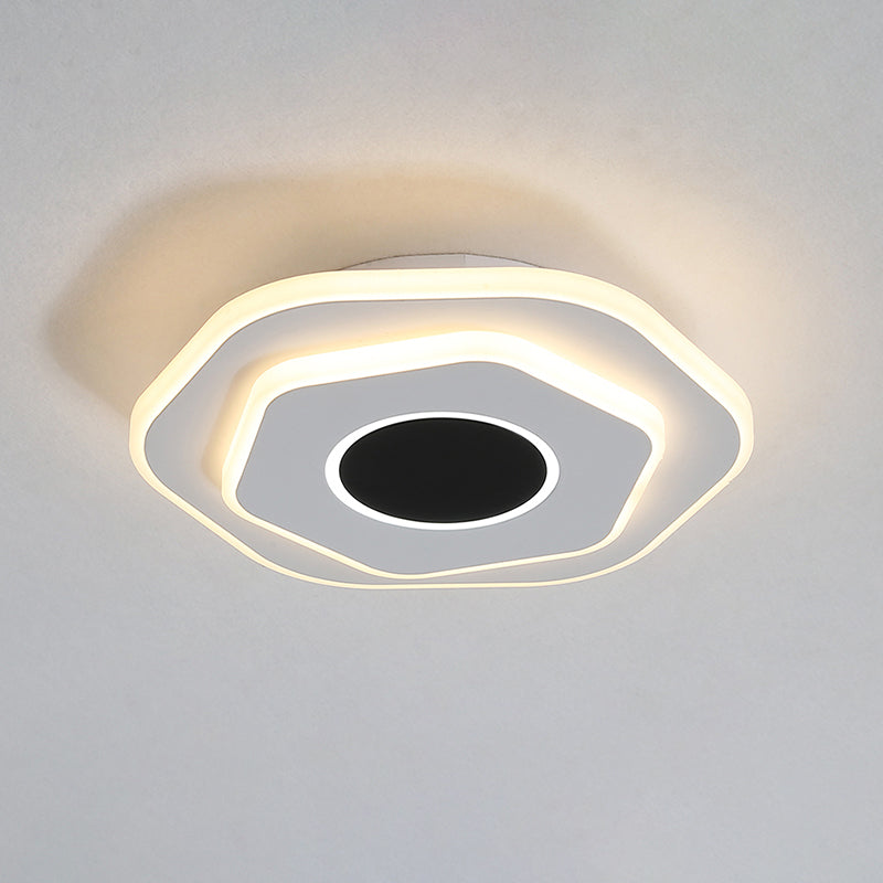 White Layered Hexagon Flush Mount Modern Acrylic LED Flush Mount Ceiling Light Fixture in Warm/White Light Clearhalo 'Ceiling Lights' 'Close To Ceiling Lights' 'Close to ceiling' 'Flush mount' Lighting' 1457484