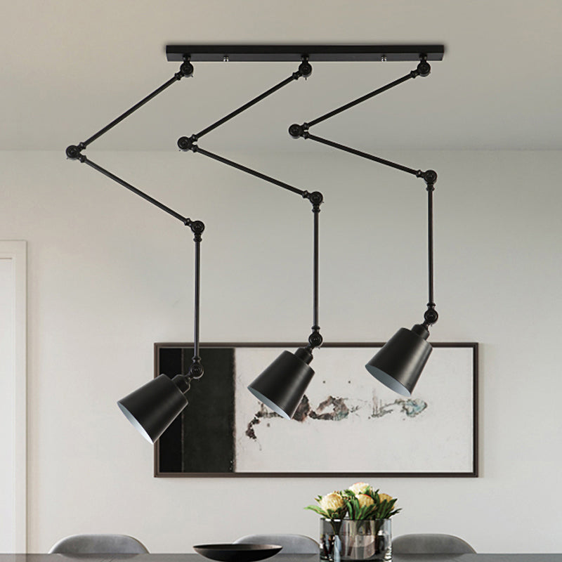 Green/Black Bell Cluster Pendant Light Nordic 3 Heads Metal Hanging Lamp Kit with Adjustable Arm Black Clearhalo 'Ceiling Lights' 'Modern Pendants' 'Modern' 'Pendant Lights' 'Pendants' Lighting' 1457574