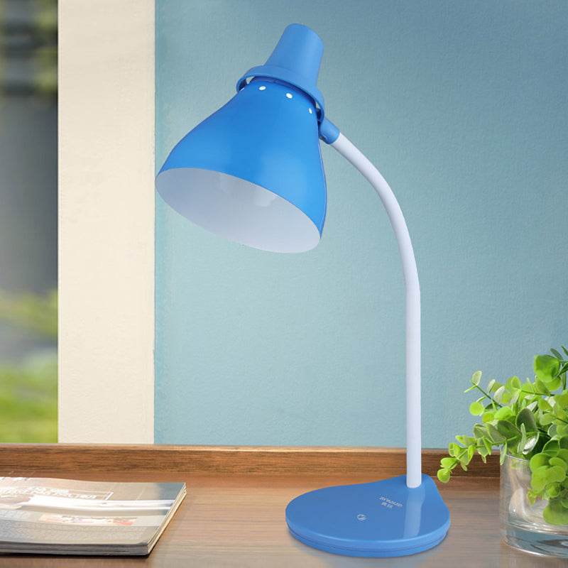 Horn Iron Bendable Reading Light Macaron 1 Light Blue Desk Lamp with Touch Dimmer Switch Clearhalo 'Lamps' 'Table Lamps' Lighting' 1457687