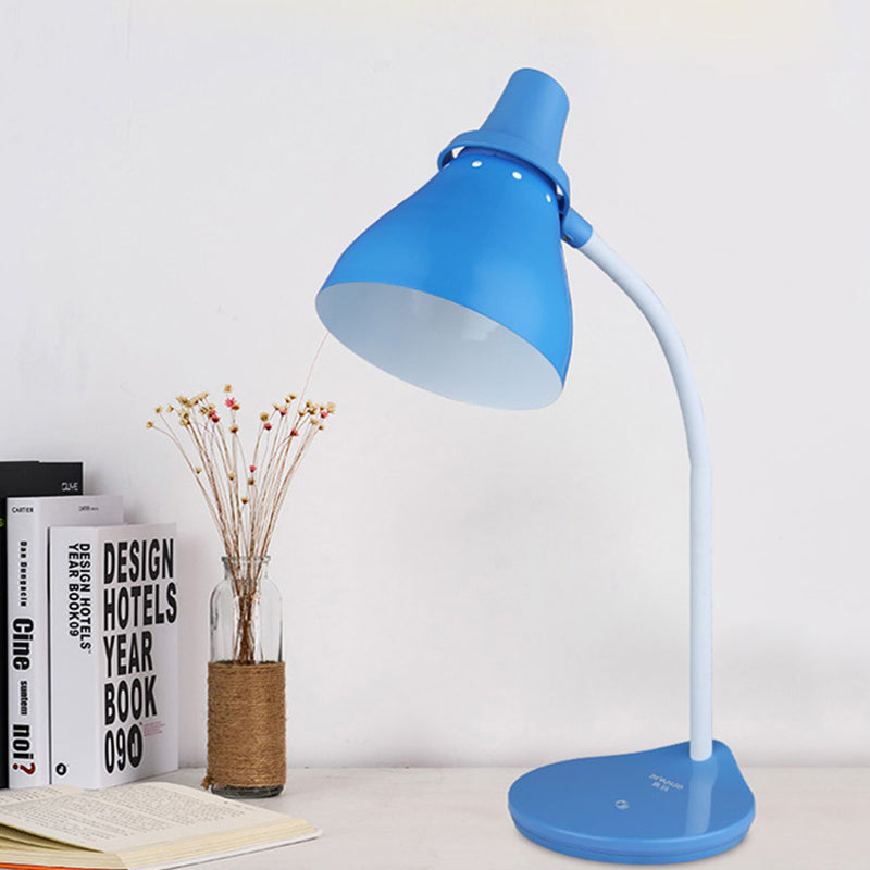 Horn Iron Bendable Reading Light Macaron 1 Light Blue Desk Lamp with Touch Dimmer Switch Clearhalo 'Lamps' 'Table Lamps' Lighting' 1457689