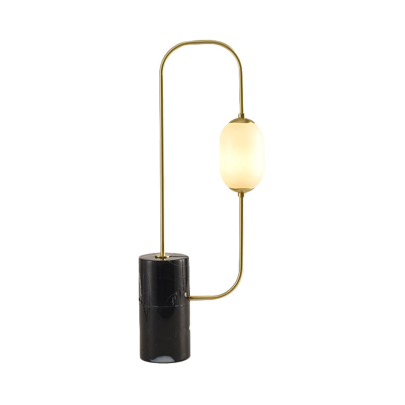 Circuit Nightstand Lamp Designer Matte Glass Single Black and Gold Table Lighting with Cylinder Marble Base Clearhalo 'Lamps' 'Table Lamps' Lighting' 1457724