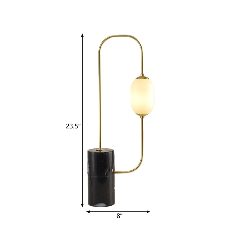 Circuit Nightstand Lamp Designer Matte Glass Single Black and Gold Table Lighting with Cylinder Marble Base Clearhalo 'Lamps' 'Table Lamps' Lighting' 1457725