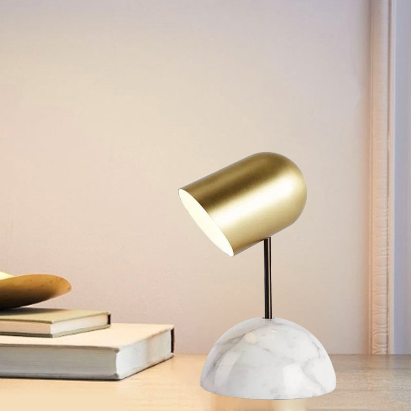 Marble Dome Table Light Postmodern 1 Head Nightstand Light with Angled Elongated Lampshade in Gold Gold Clearhalo 'Lamps' 'Table Lamps' Lighting' 1457726