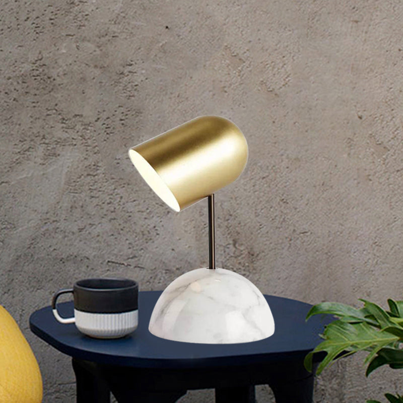 Marble Dome Table Light Postmodern 1 Head Nightstand Light with Angled Elongated Lampshade in Gold Clearhalo 'Lamps' 'Table Lamps' Lighting' 1457727