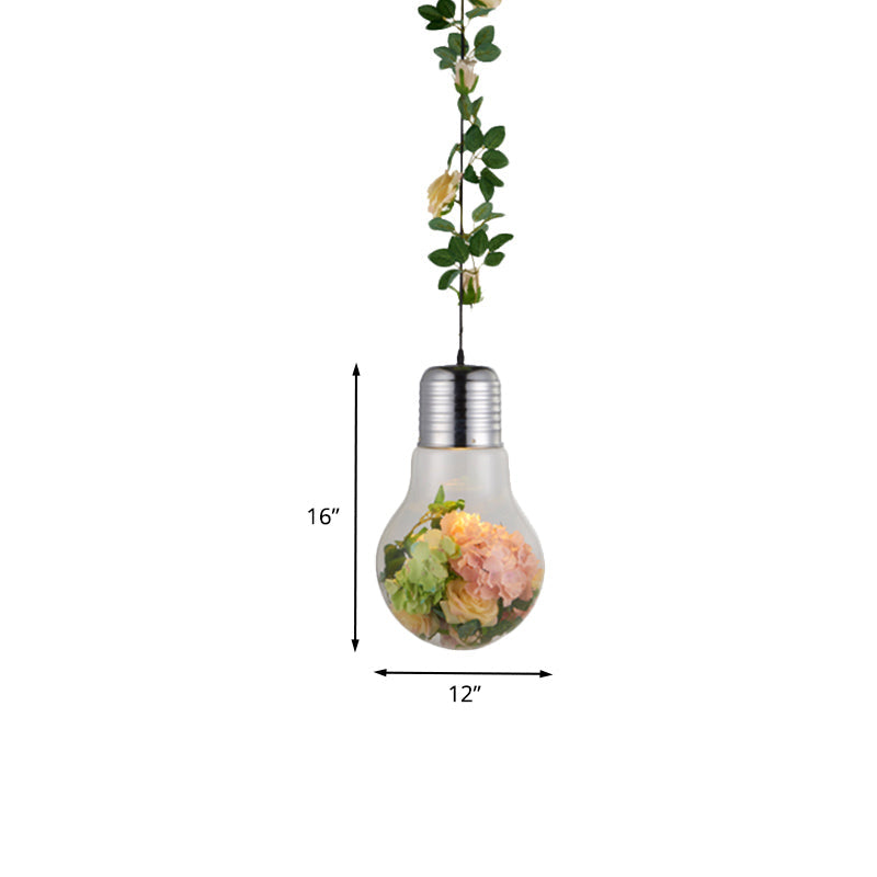 Bulb-Shaped Restaurant Suspension Pendant Antique Clear Glass 8.5