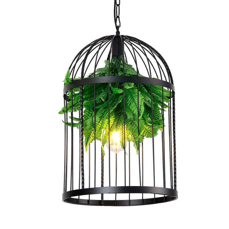 Black Bird Cage Hanging Lamp Farmhouse Iron 1 Light Restaurant Ceiling Pendant Light with Plant Decor Clearhalo 'Art Deco Pendants' 'Black' 'Cast Iron' 'Ceiling Lights' 'Ceramic' 'Crystal' 'Industrial Pendants' 'Industrial' 'Metal' 'Middle Century Pendants' 'Pendant Lights' 'Pendants' 'Rustic Pendants' 'Tiffany' Lighting' 1458235