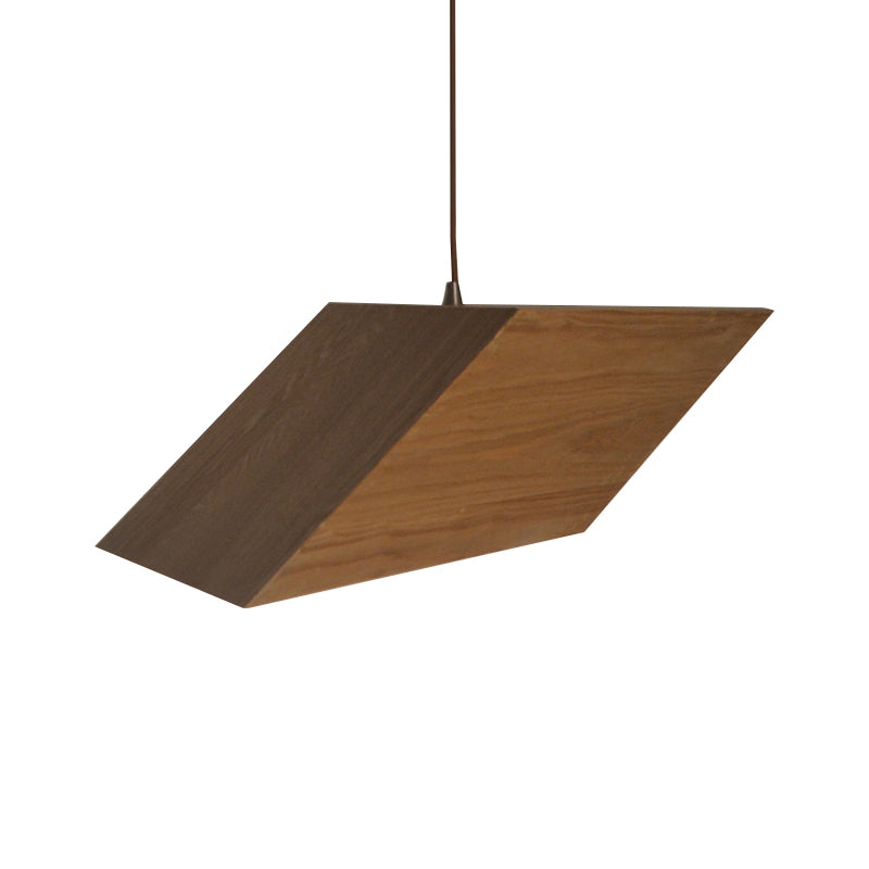 Triangular Prism Wood Drop Pendant Modern Creative 1 Light Beige Hanging Light Kit Clearhalo 'Ceiling Lights' 'Modern Pendants' 'Modern' 'Pendant Lights' 'Pendants' Lighting' 1458504